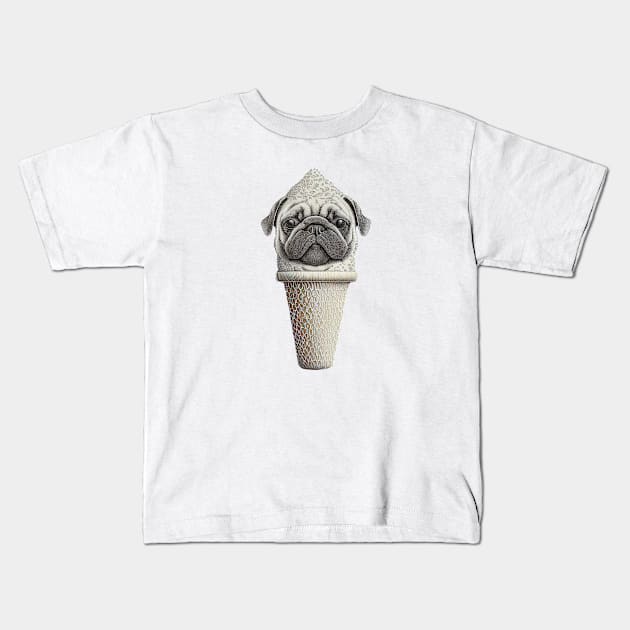 Ice cream cone pug Kids T-Shirt by stkUA